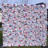 Aperturee - Aperturee Blue Pink White Luxury Artificial Flower Wall Backdrop